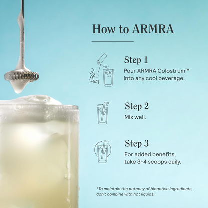 ARMRA Colostrum Powder| Gut Health & Bloating | Skin & Hair | Immunity | Keto, Gluten & Fat-Free | 120 Servings